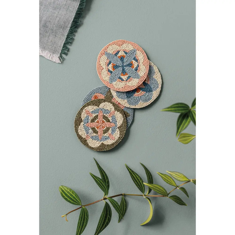 Danica - beaded floral coasters