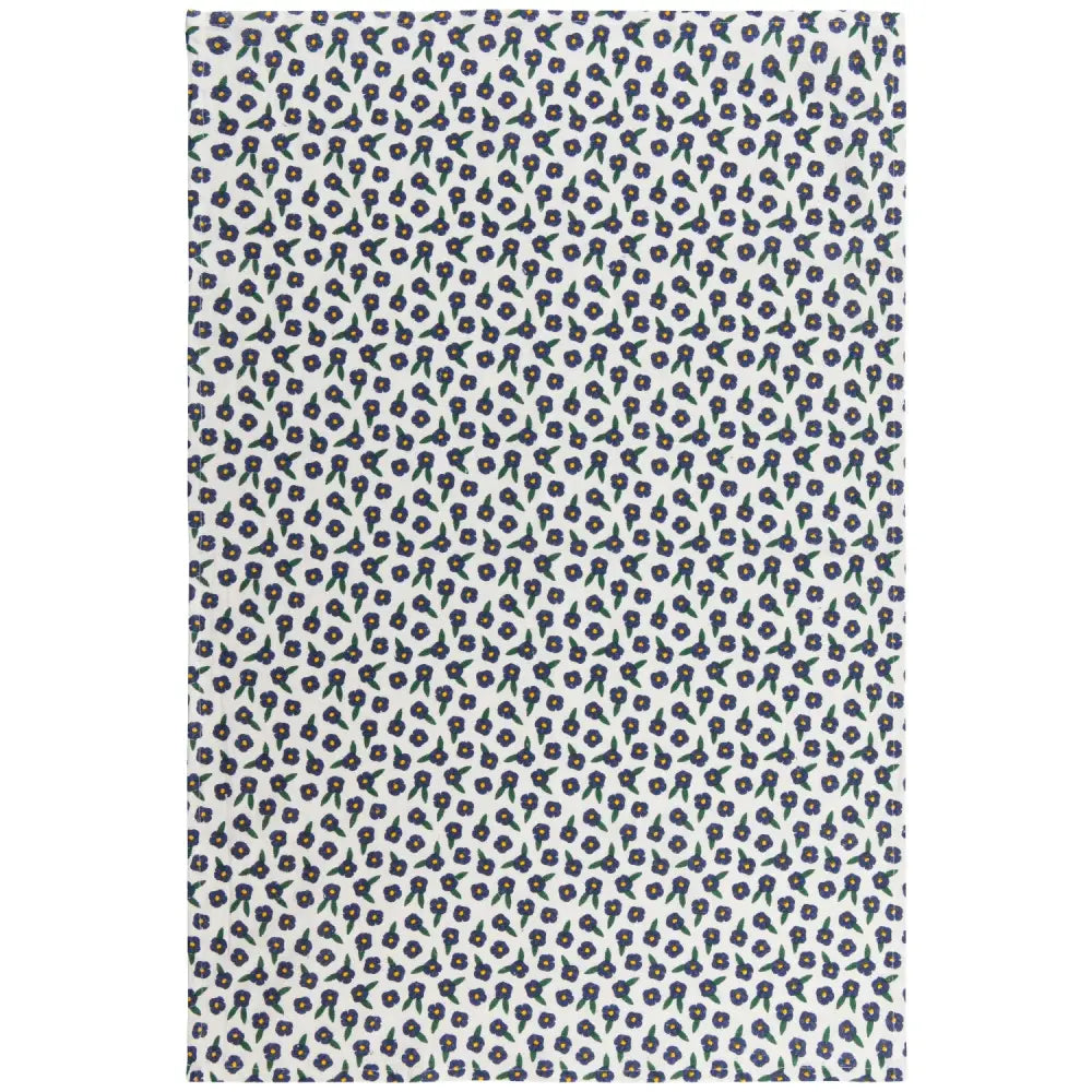 Full Bloom Mini Blue Flowers on white background dish tea towel