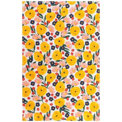 Full Bloom Yellow and Pink Flower Dish Tea Towel