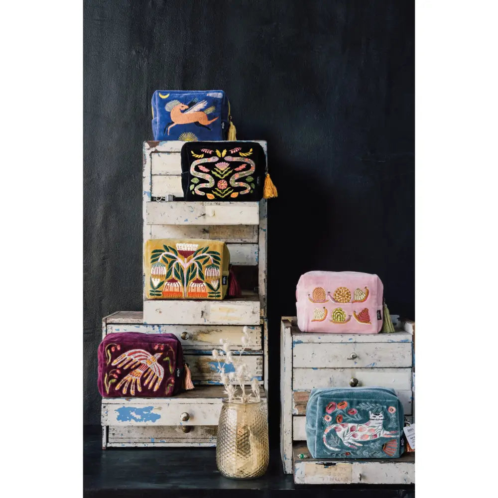 Danica - Gardenland Embroidered Zip Pouch