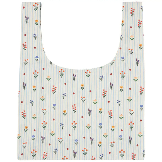 Danica tote bag with flowers and blue stripes