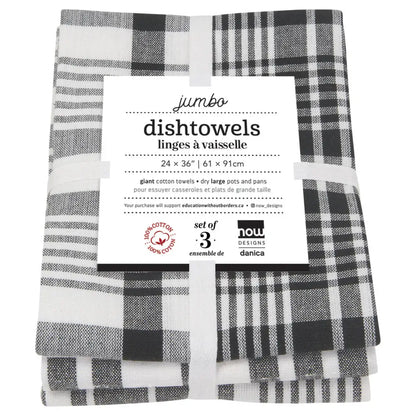 Danica - three black white patterned dishtowels