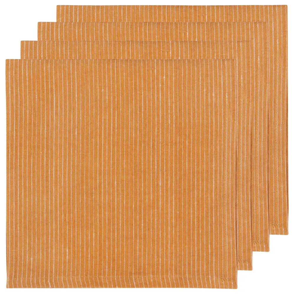 Linen Pinstripe Ochre Napkins - PABOOM