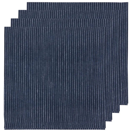 Midnight Pinstripe Linen Napkins Set - PABOOM