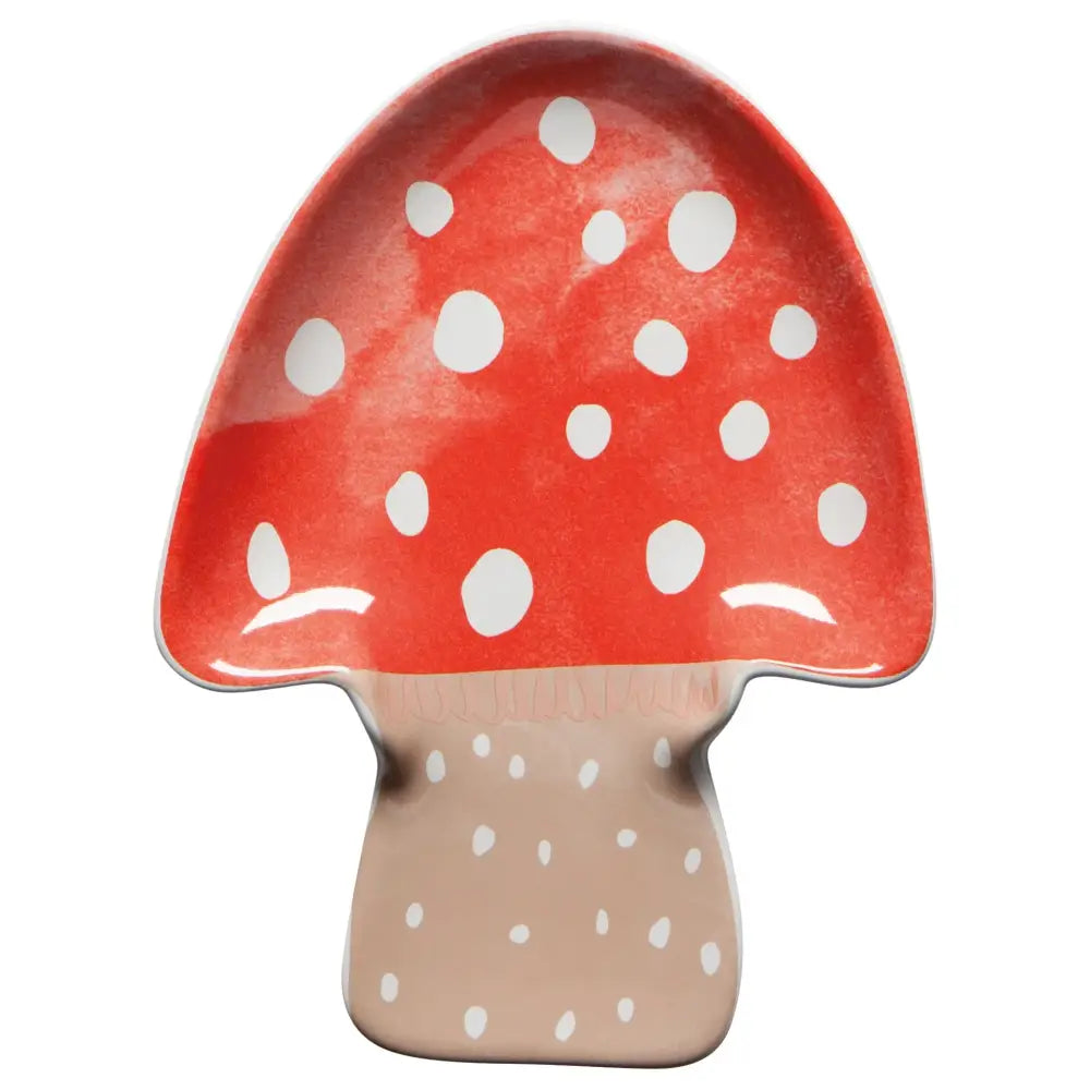 Danica - red tan mushroom-shaped dish white