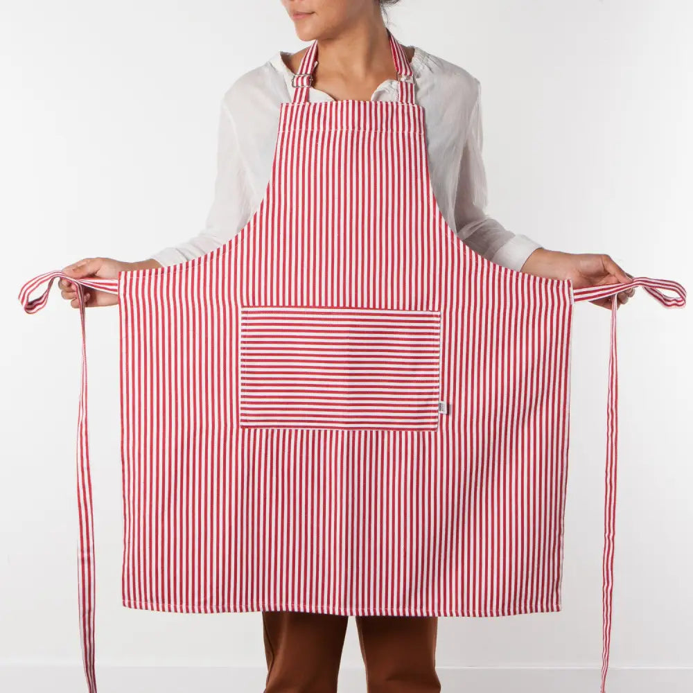 Danica - Narrow Red Stripe Chef Apron