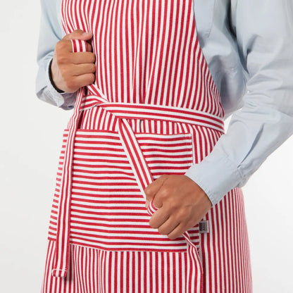 Danica - Narrow Red Stripe Chef Apron