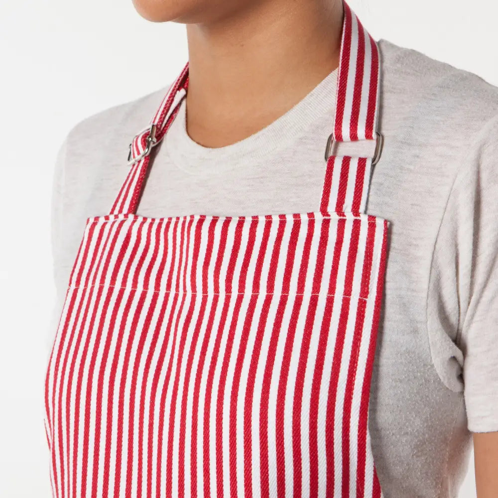 Danica - Narrow Red Stripe Chef Apron