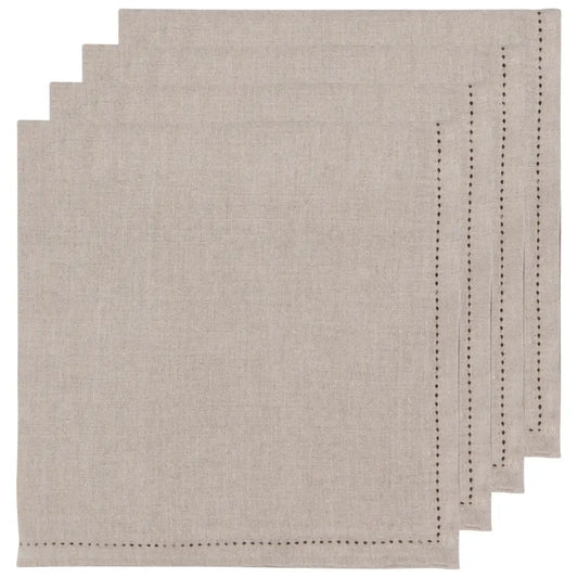 Natural Hemstitch Linen Napkins Set - PABOOM