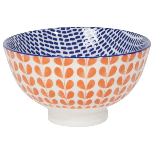 Orange Blue Blossom Stamped Bowl - PABOOM