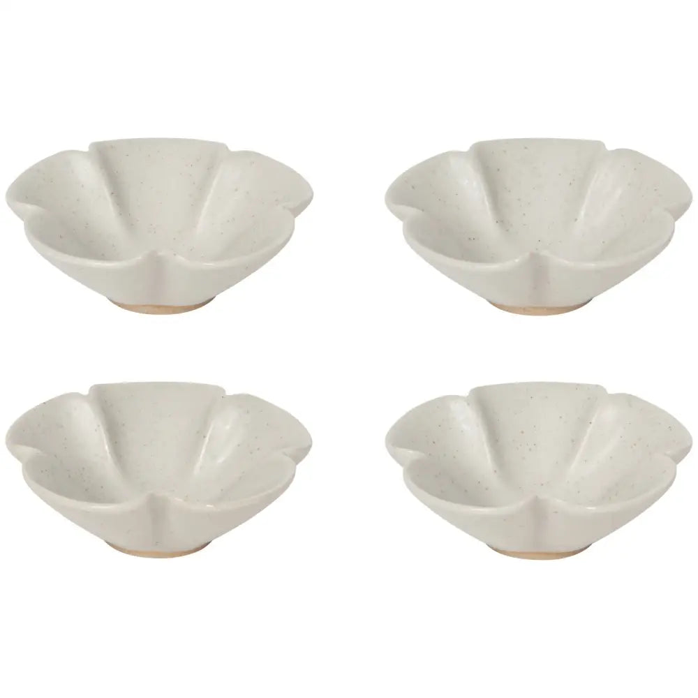 Danica - four white ceramic flower-shaped bowls