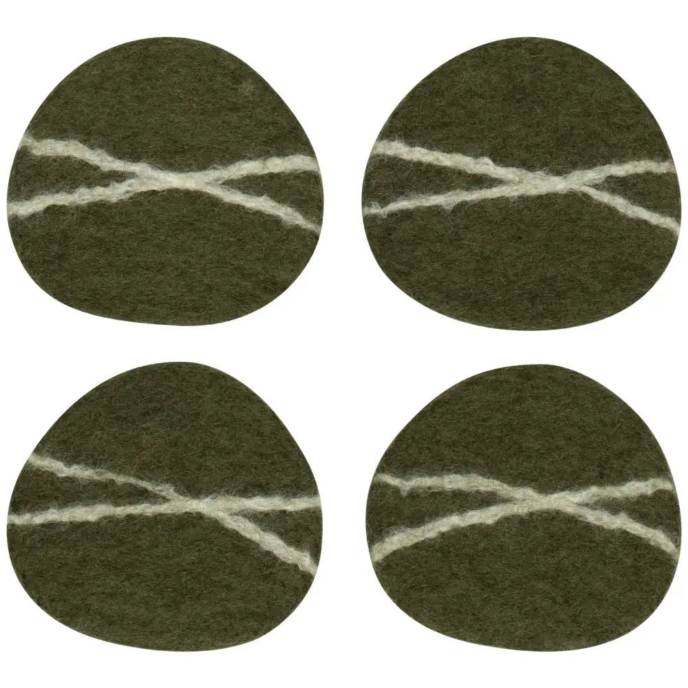 Danica - Striato Felt Wool Coasters Set of 4 - Olive Branch