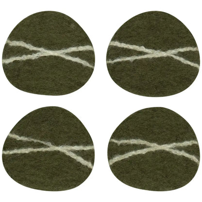 Danica - Striato Felt Wool Coasters Set of 4 - Olive Branch
