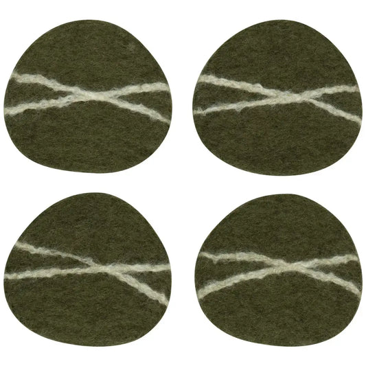 Danica - Striato Felt Wool Coasters Set of 4 - Olive Branch