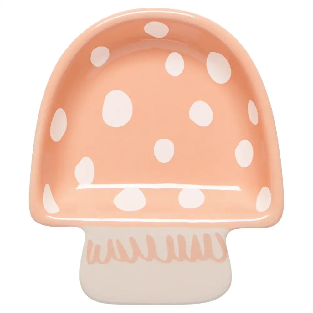 Danica - peach mushroom-shaped dish white polka