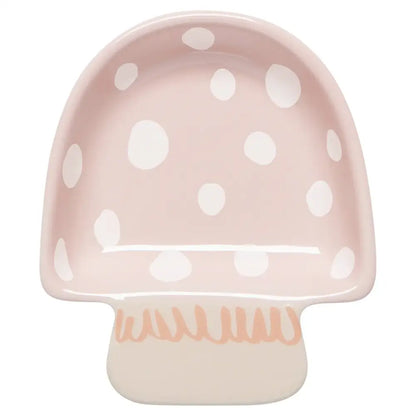 Danica - pink mushroom-shaped dish white polka