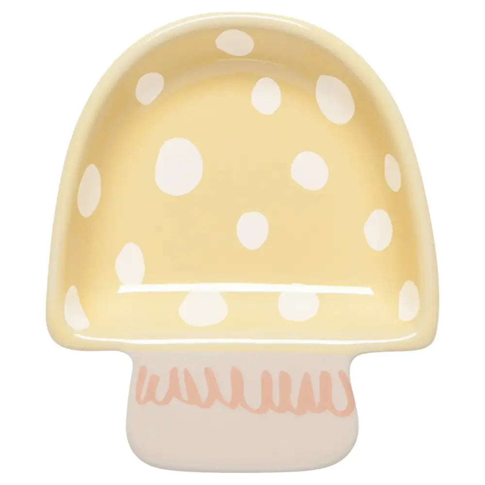 Danica - yellow mushroom-shaped dish white polka