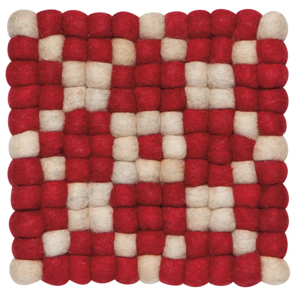 Wool Cranberry Dot Trivet - PABOOM