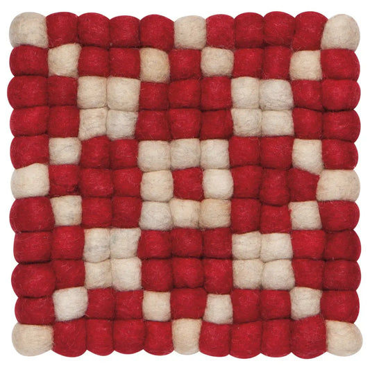 Wool Cranberry Dot Trivet - PABOOM