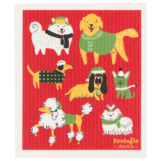Danica - Yule Dogs Swedish Dishcloth