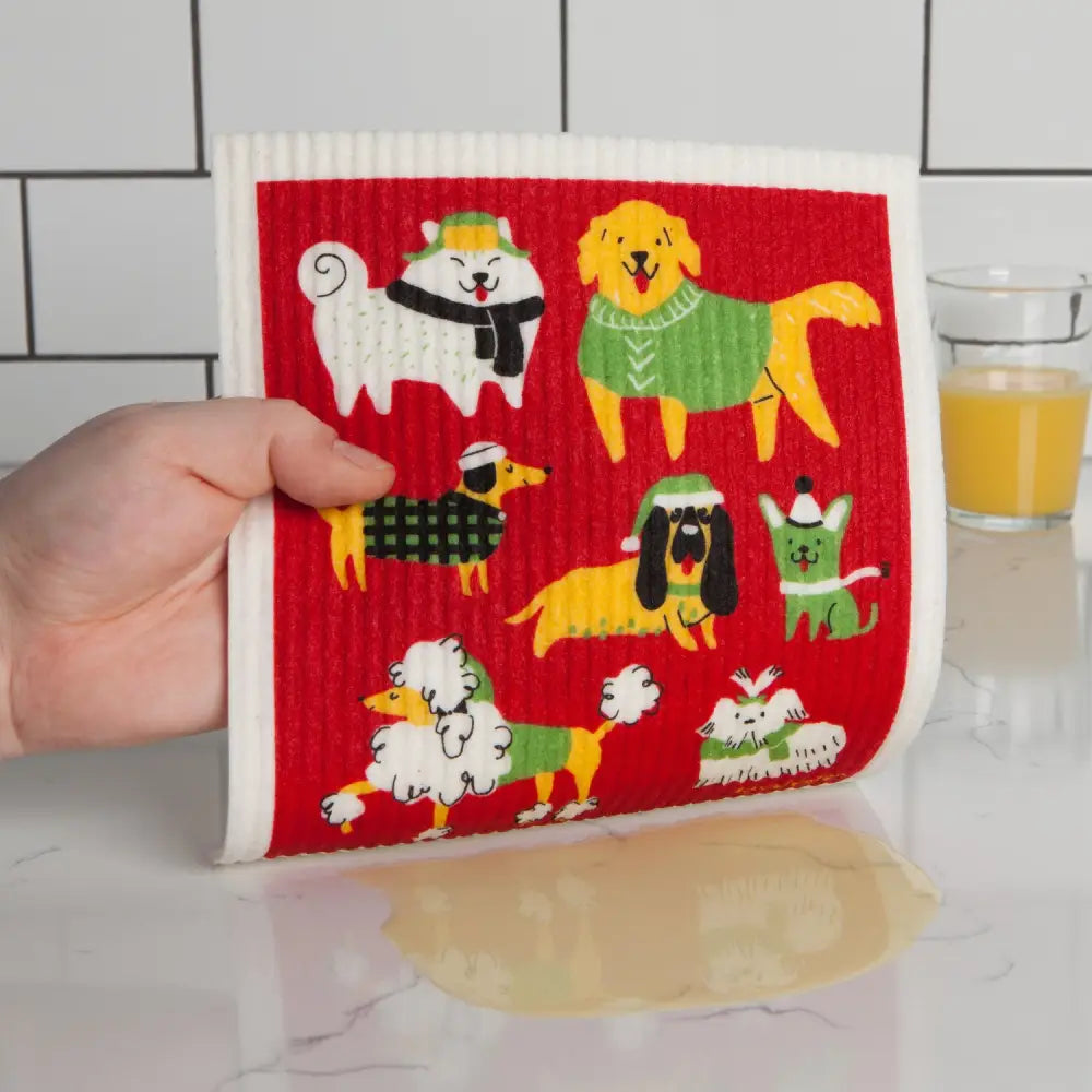 Danica - Yule Dogs Swedish Dishcloth