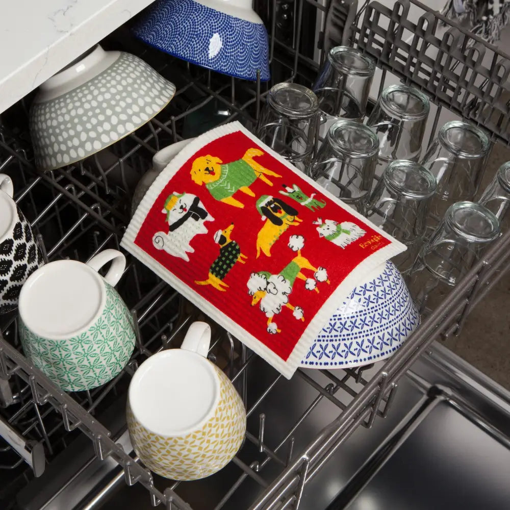 Danica - Yule Dogs Swedish Dishcloth