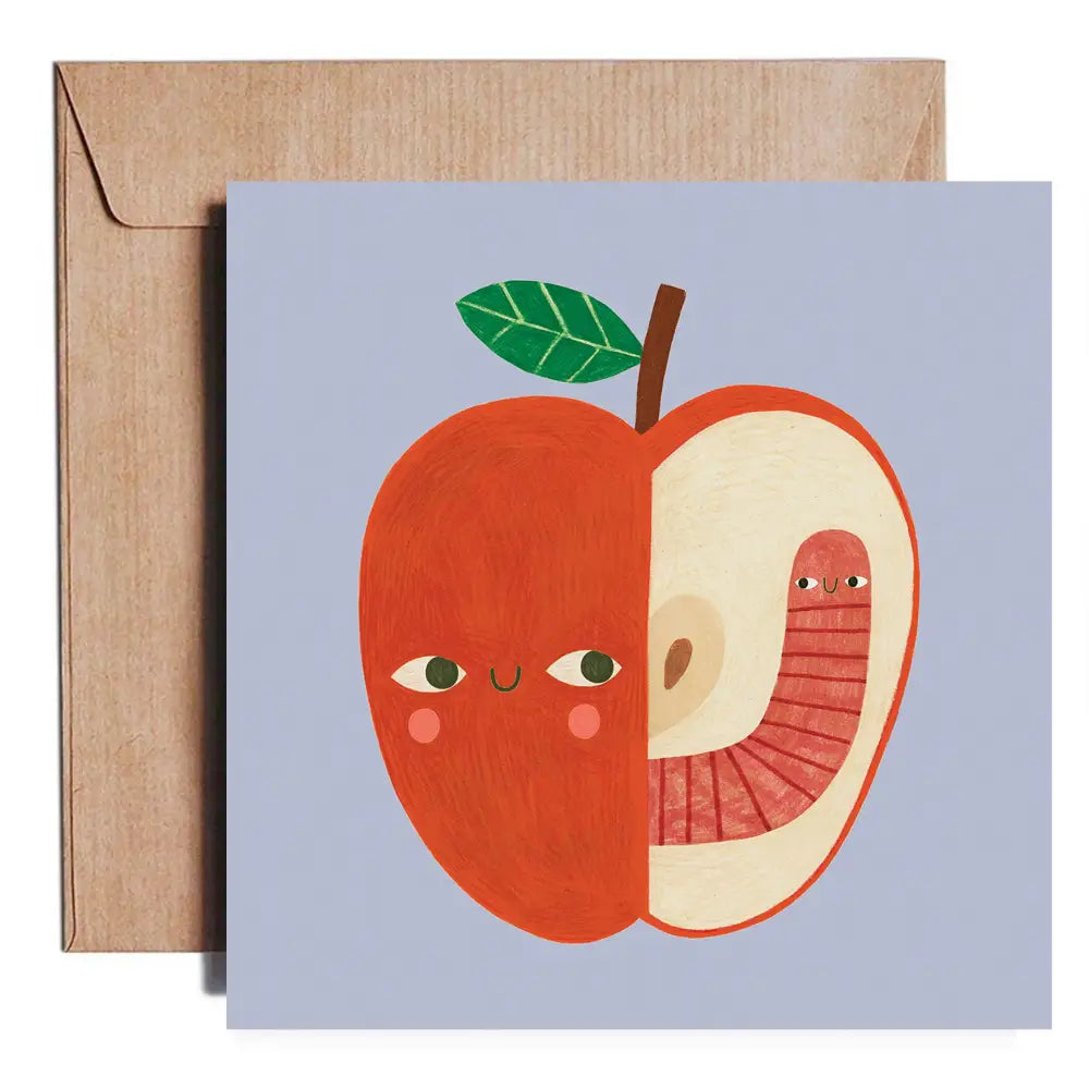 Apple + Worm Card - PABOOM