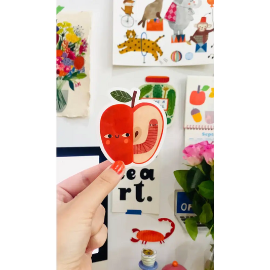 Apple + Worm Sticker - PABOOM