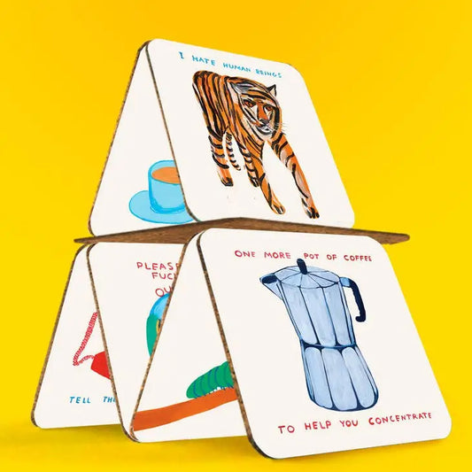 David Shrigley Coaster Set of 6 Mixed Designs - PABOOM
