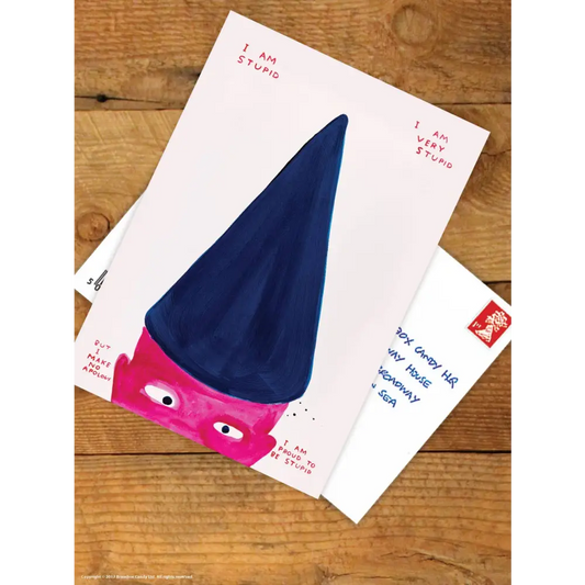 David Shrigley x Brainbox Candy - Funny A6 Art Postcard by - I Am Stupid
