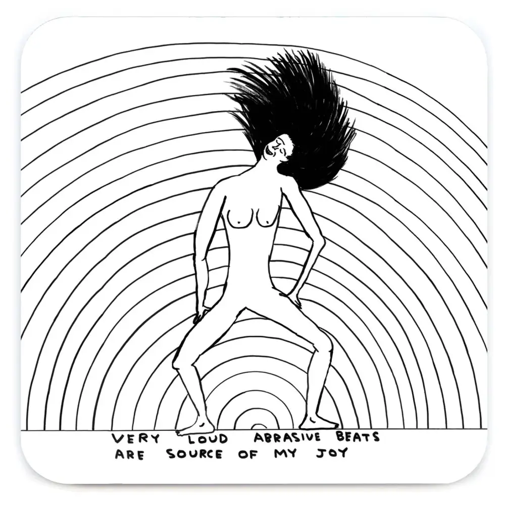 David Shrigley x Brainbox Candy - Funny Gift - Loud Abrasive Beats Coaster
