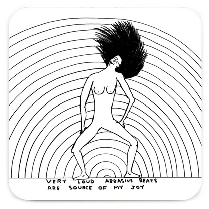 David Shrigley x Brainbox Candy - Funny Gift - Loud Abrasive Beats Coaster