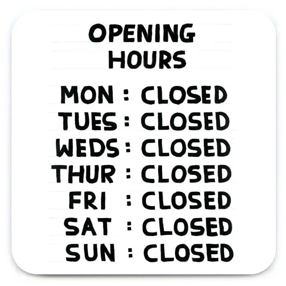 Opening Hours Coaster - PABOOM