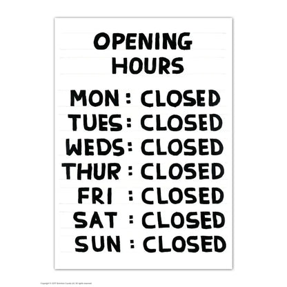 Opening Hours Postcard - PABOOM