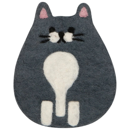 Cat Club coaster shown individually, displaying the black cat silhouette - PABOOM