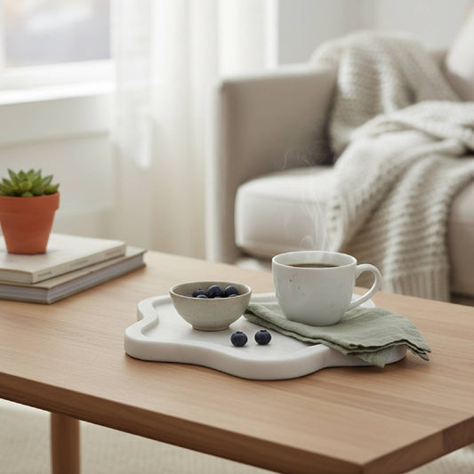 White Marble Amoeba Shape Tray