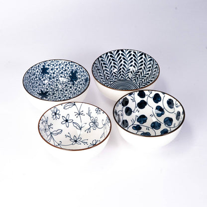 Nippon Blue rice bowl showing dotted pattern detail