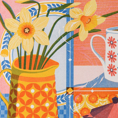 Coffee & Daffodil A3 Risograph Print