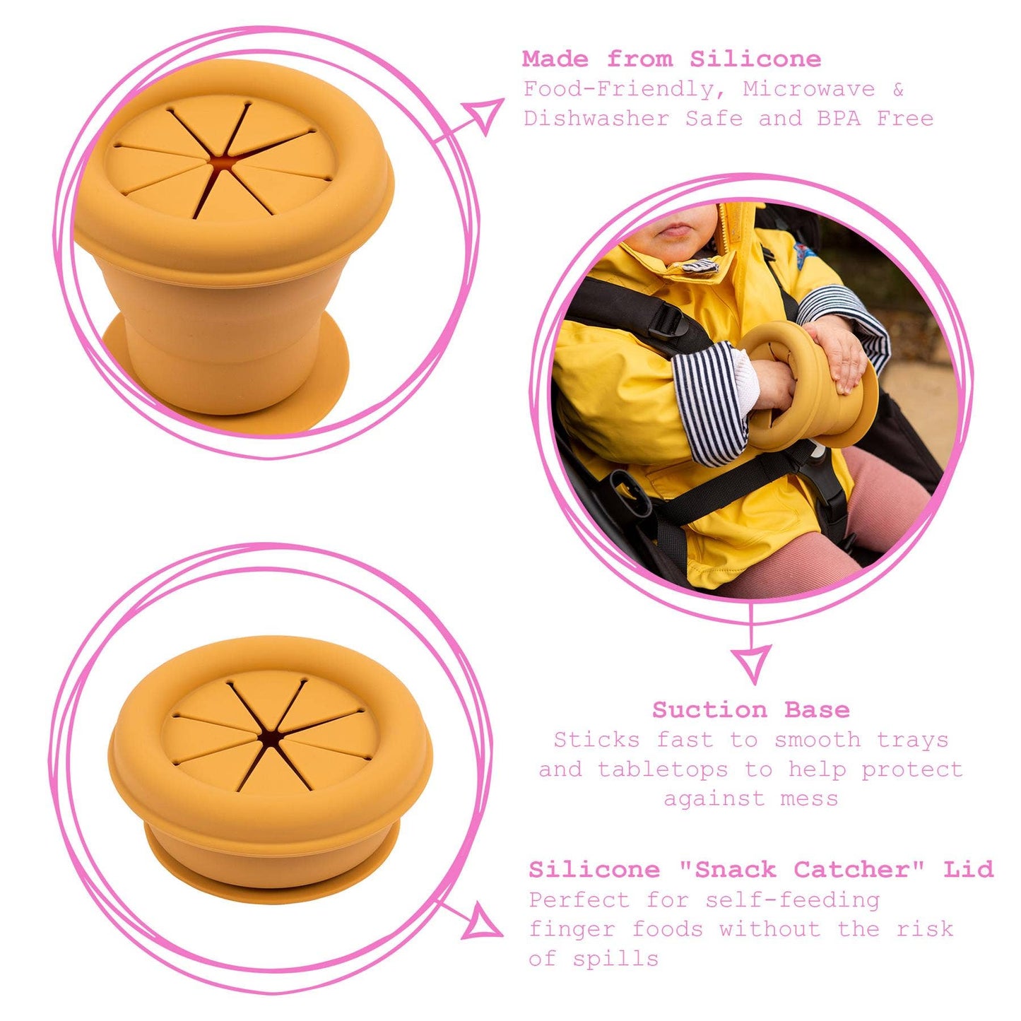 Baby Silicone Snack Pot - Dusty Rose