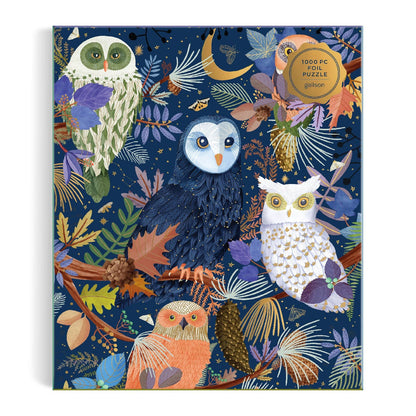 Owls at Dawn puzzle gold foil detail - PABOOM