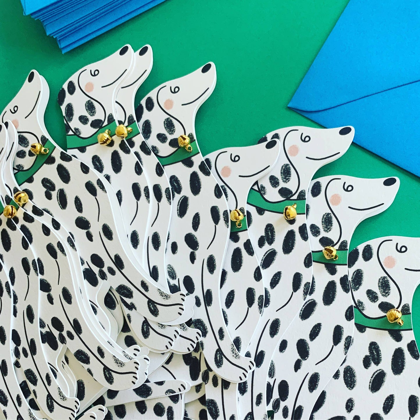 Sitting Dalmatian Shaped Greeting Card shown from a side angle