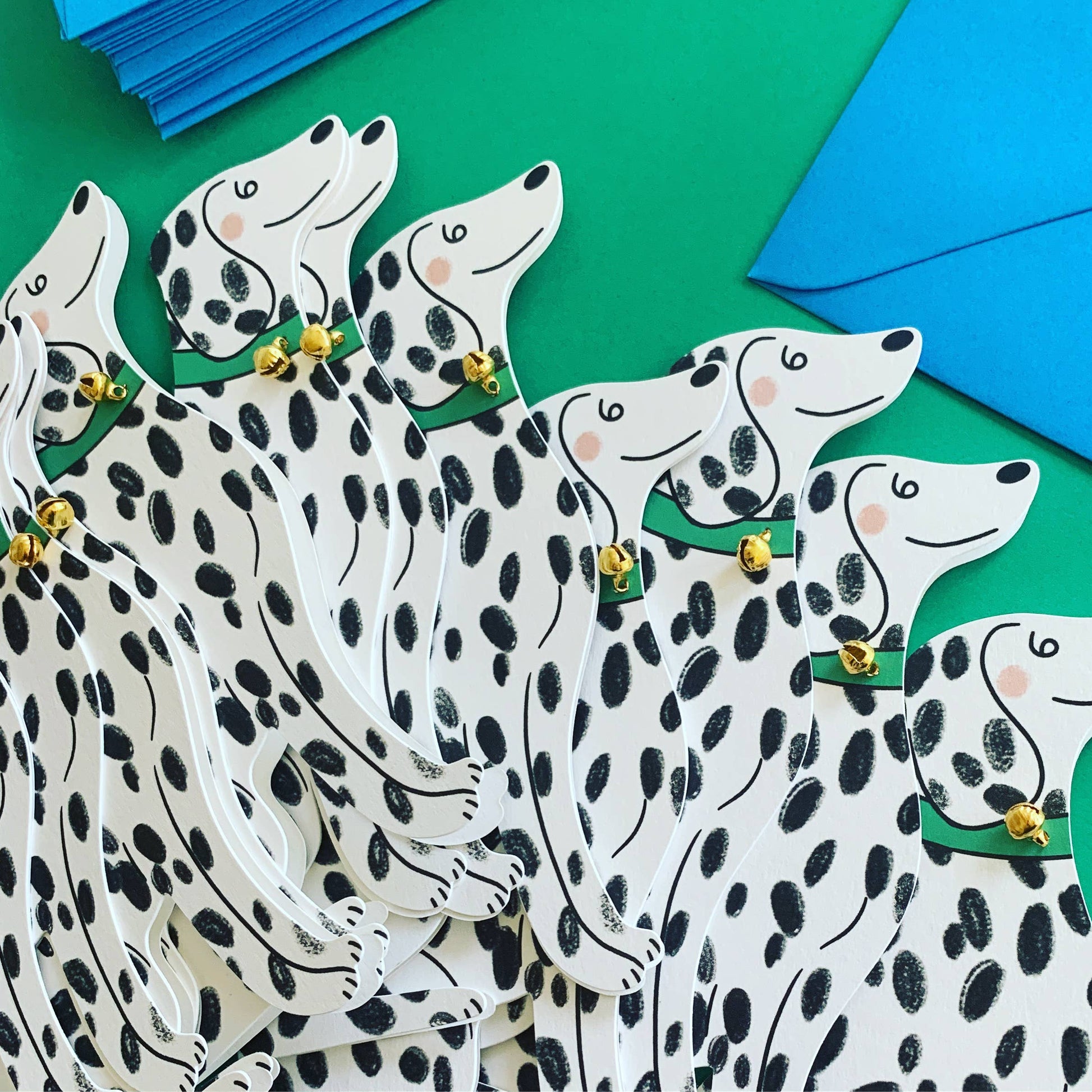Sitting Dalmatian Shaped Greeting Card shown from a side angle