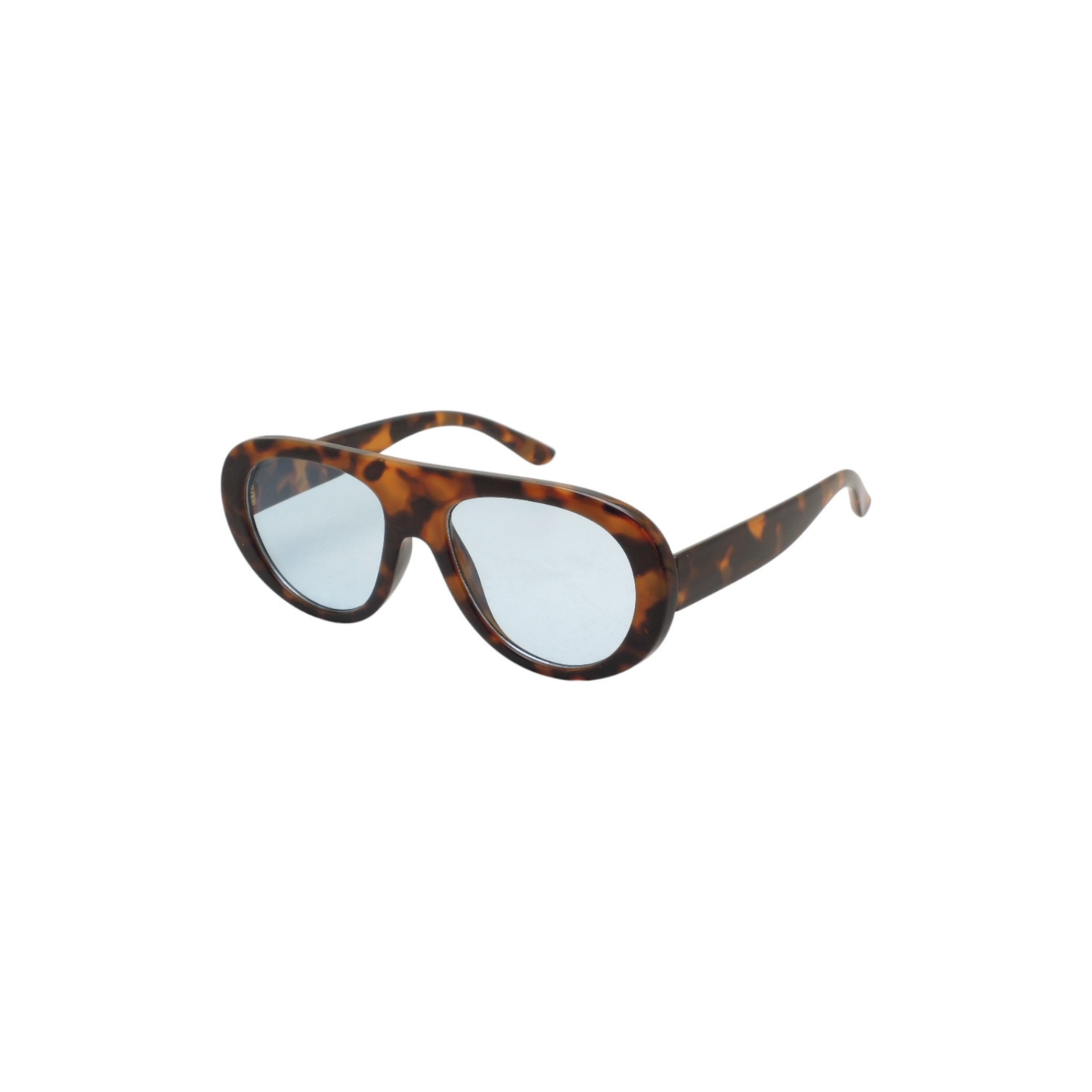 Oversized Tortoise Aviator Sunglasses with Yellow Tinted Len: Blue
