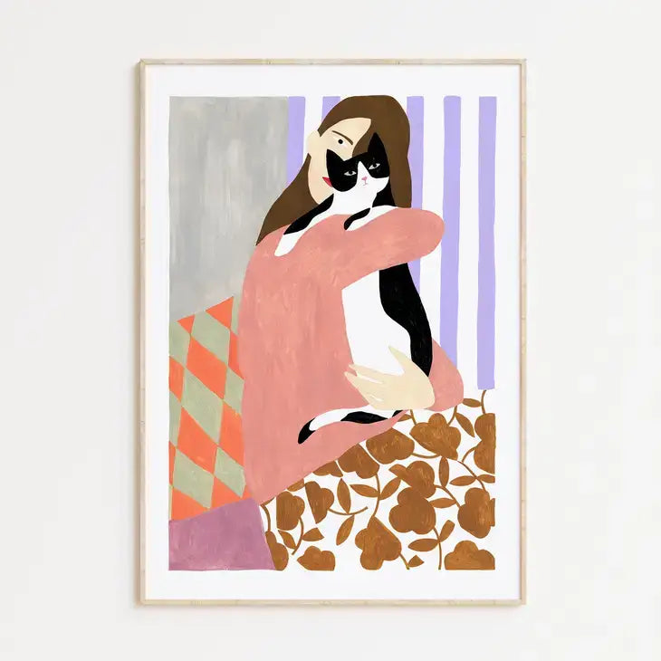 Woman and Cat A3 Print - PABOOM