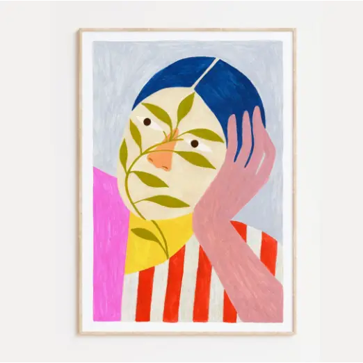 Woman + Leaves Mask A2 Print - PABOOM