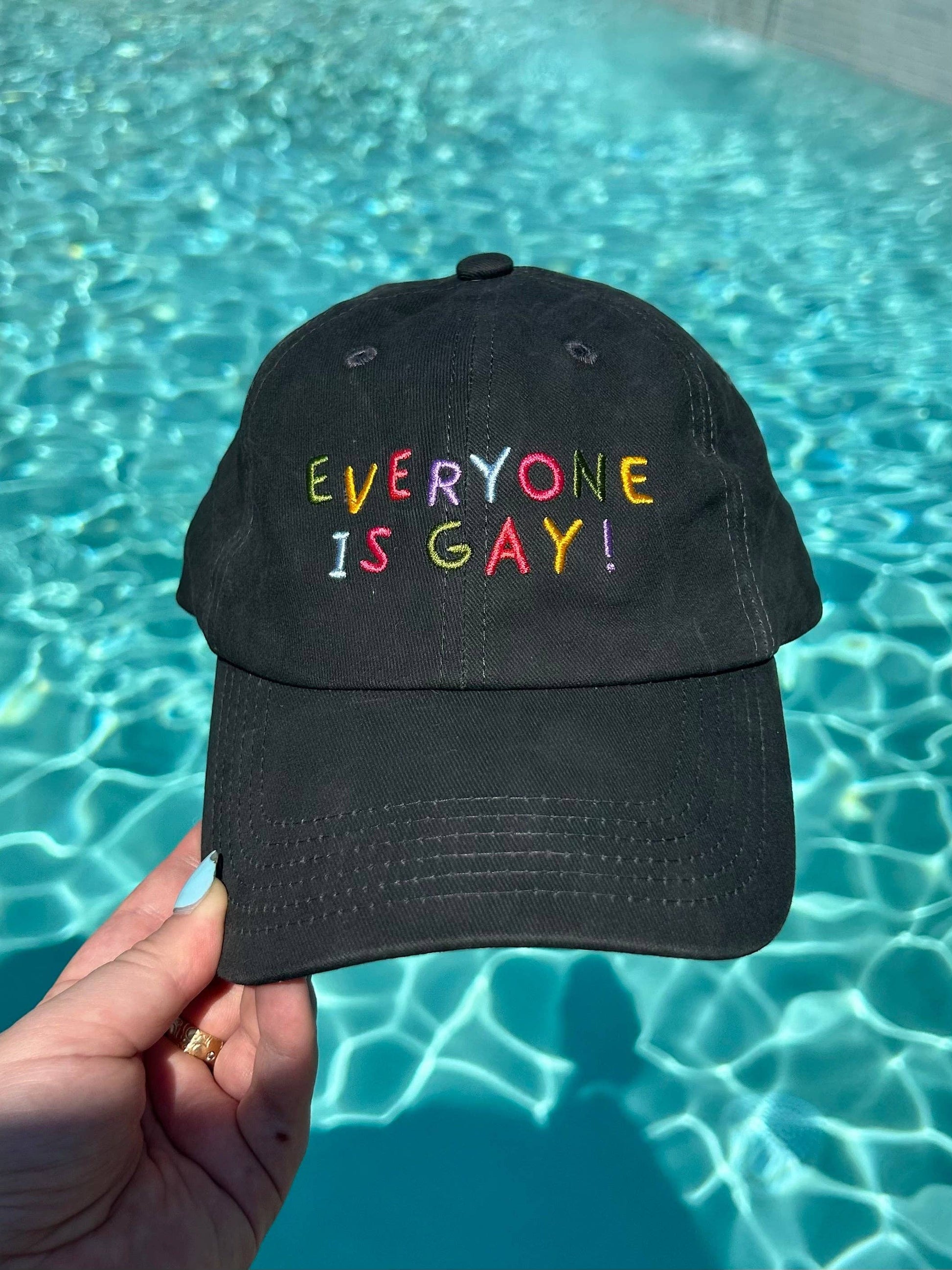 Everyone Is Gay hat styled with other The Peach Fuzz products