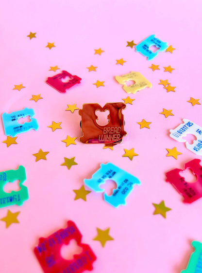 Bread Winner pin backing card detail
