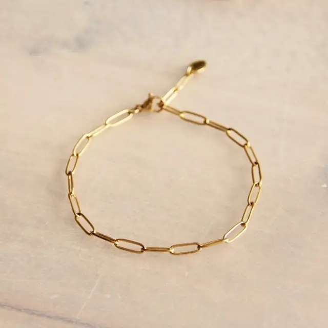 Gold Paperclip Chain Link Bracelet