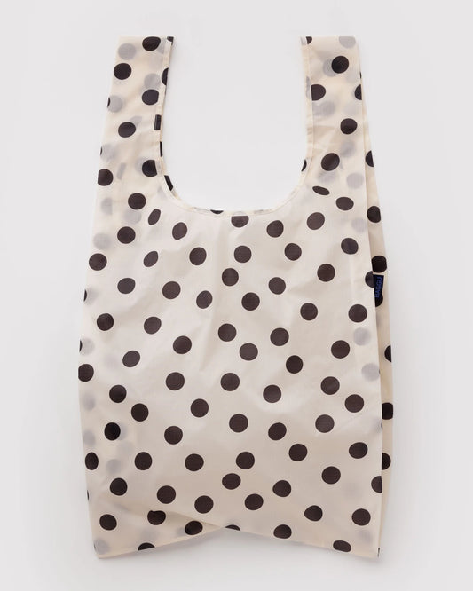 Big BAGGU Reusable Tote Bag - Cream and Black Polka Dot
