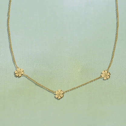 Triple Daisy Chain Necklace Gold